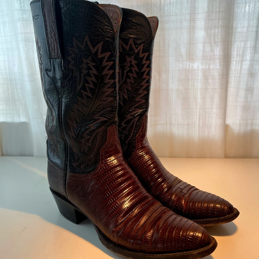 Lucchese Genuine Exotic Brown Teju Lizard Women's Western Boots -- Size 7.5 A